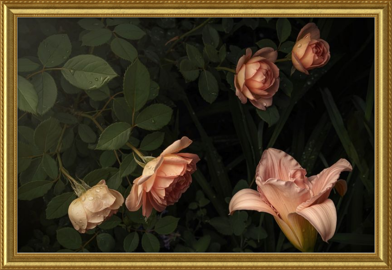 Elegant Arrangement of Fresh Blooms in a Peaceful Garden Setting