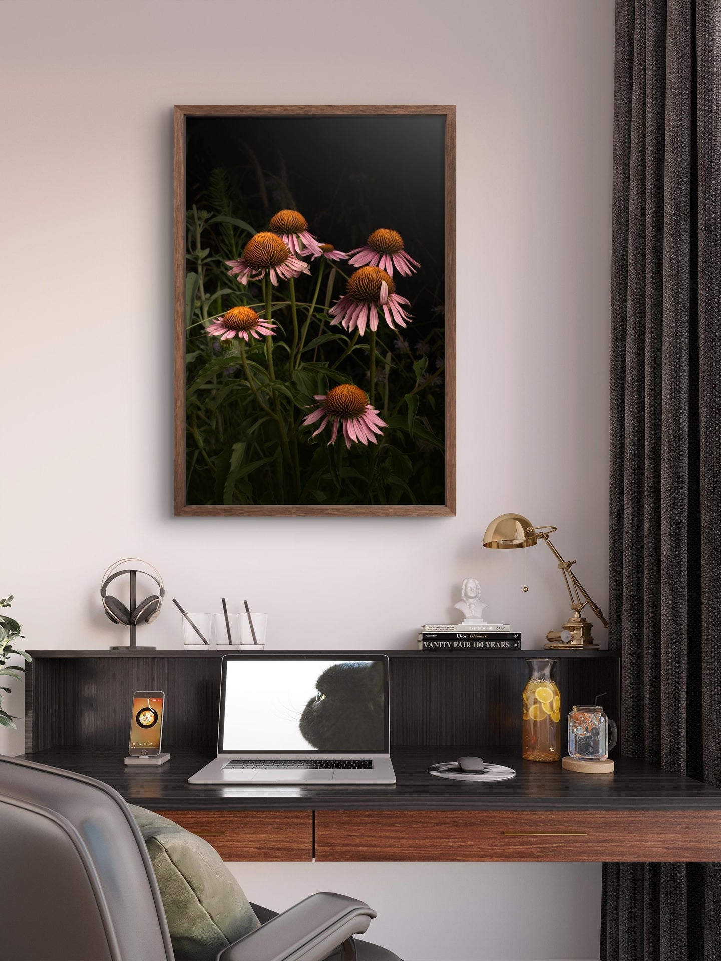 Elegant Pink Coneflowers in a Naturalistic Garden Setting 'The Wayward Petal'
