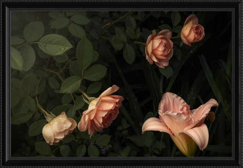 Elegant Arrangement of Fresh Blooms in a Peaceful Garden Setting