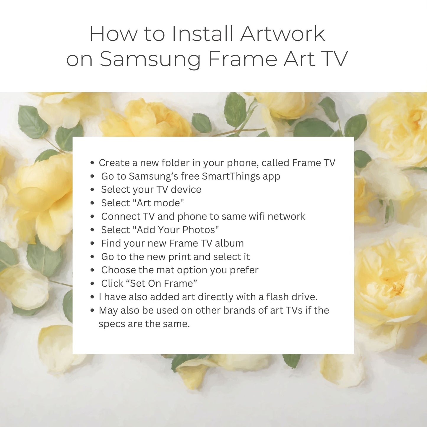 Painted Yellow Roses - Frame TV