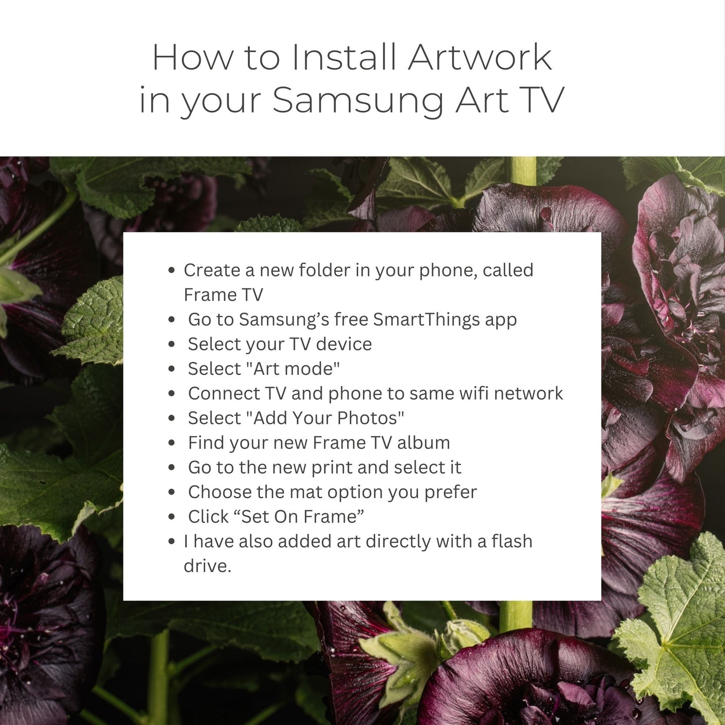 Dark Purple Hollyhocks - Frame TV