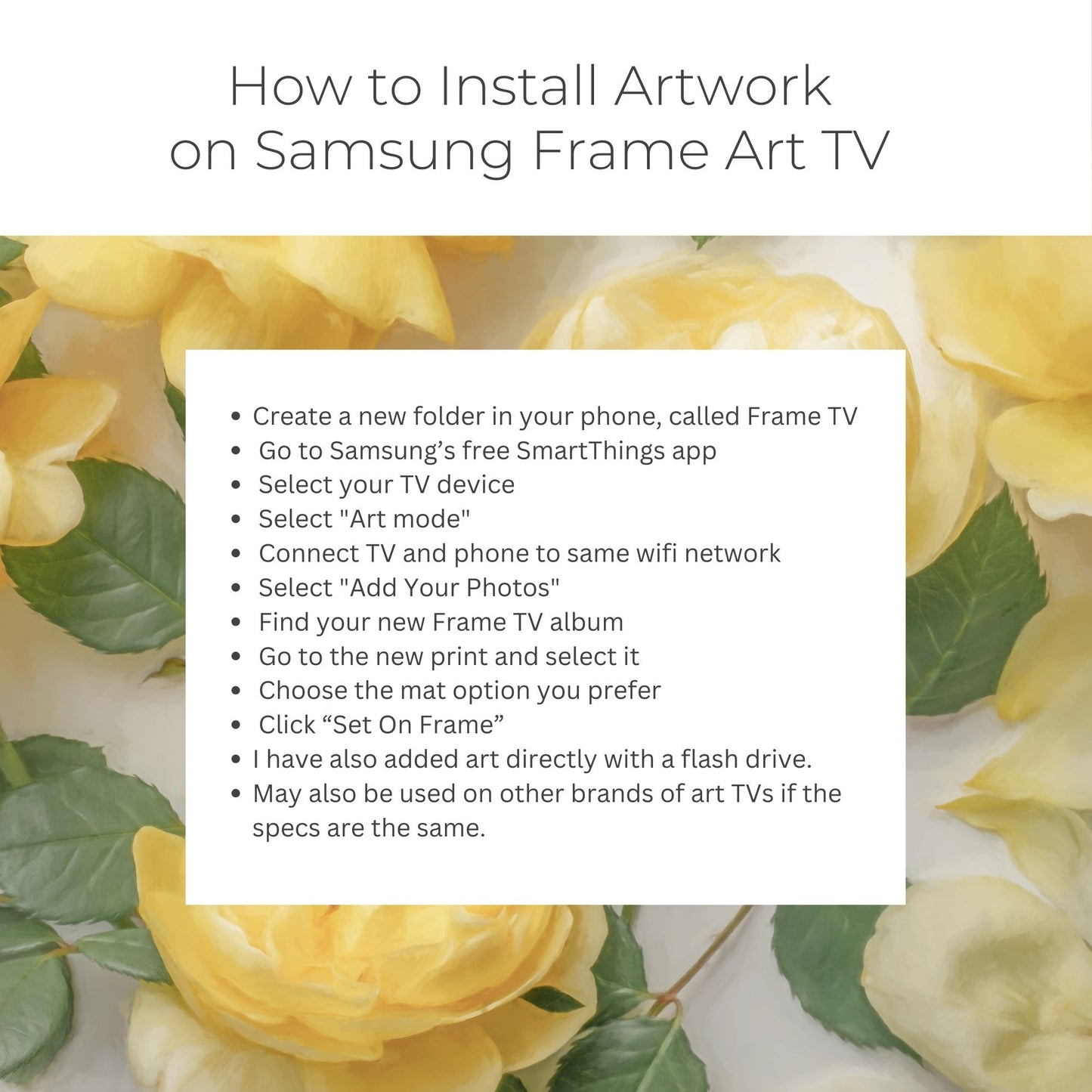 Painted Yellow Roses II - Frame TV