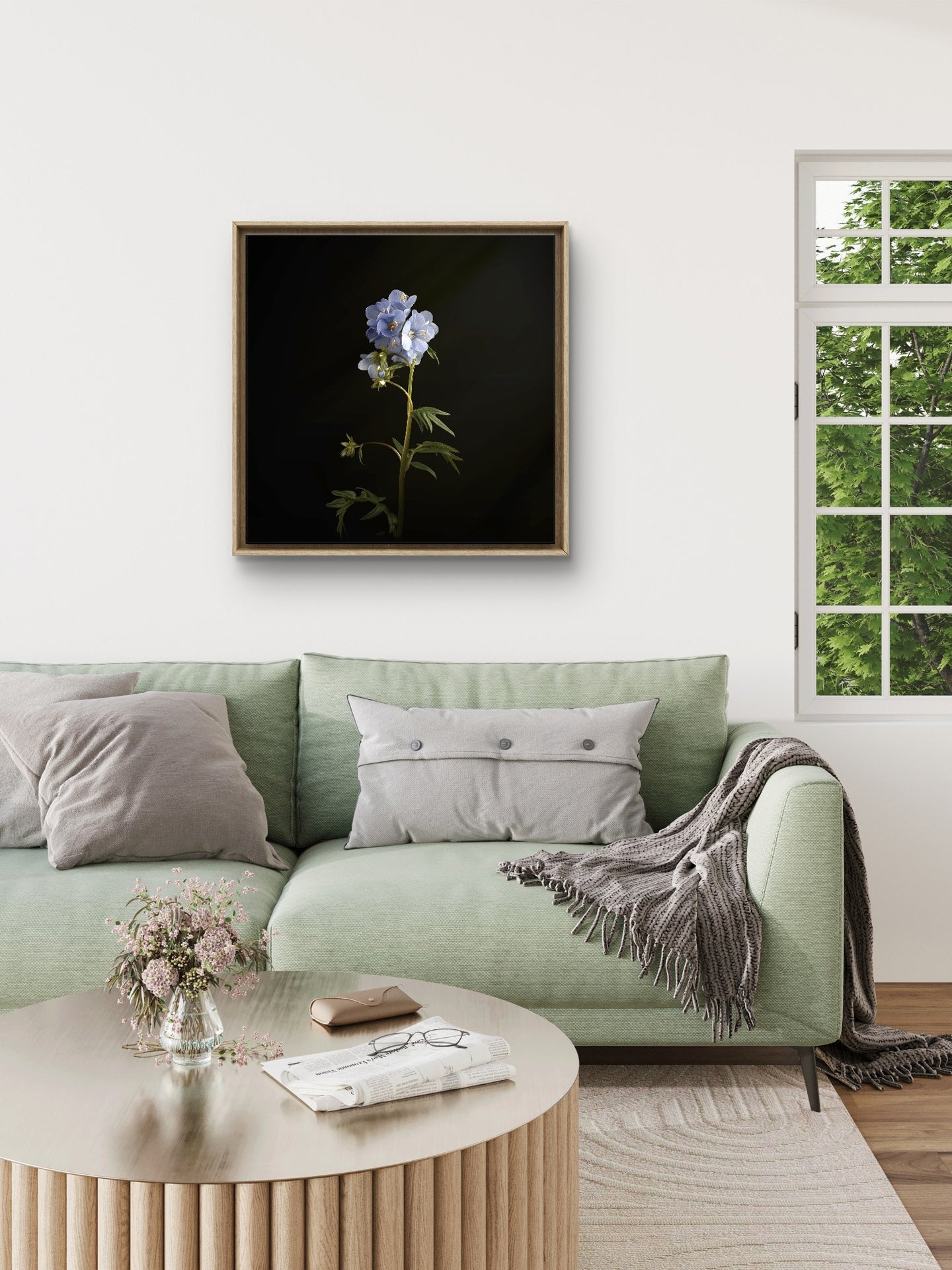 Minimalist Blue Floral Print