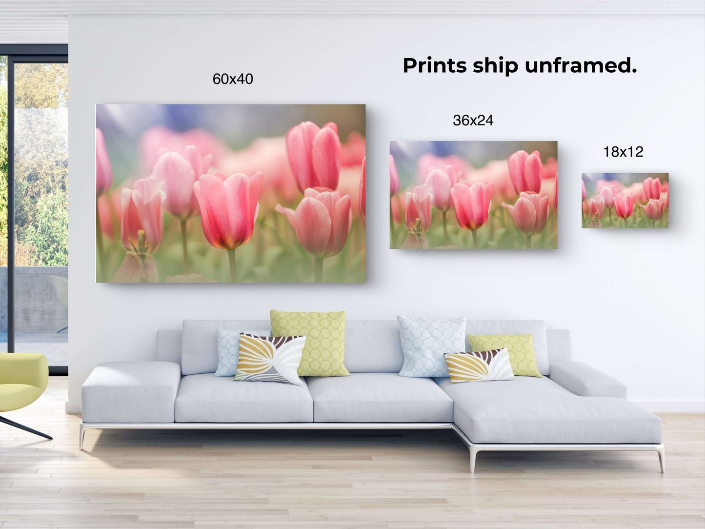 Blooming Pink Tulips in a Soft Dreamy Garden Setting