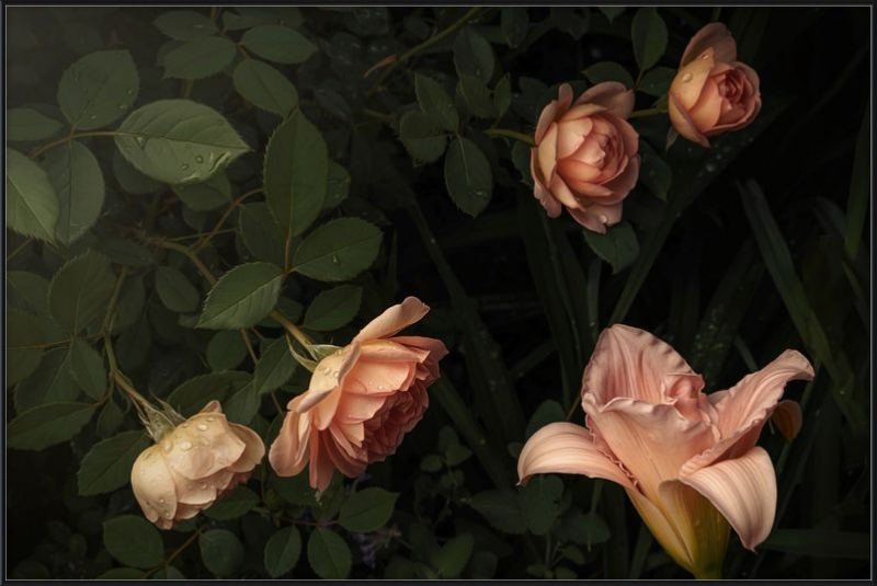 Elegant Arrangement of Fresh Blooms in a Peaceful Garden Setting