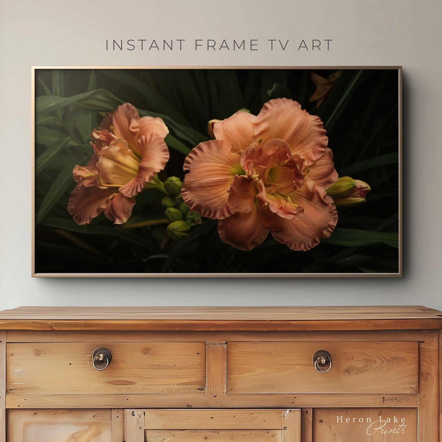 Peach Double Daylilies - Frame TV