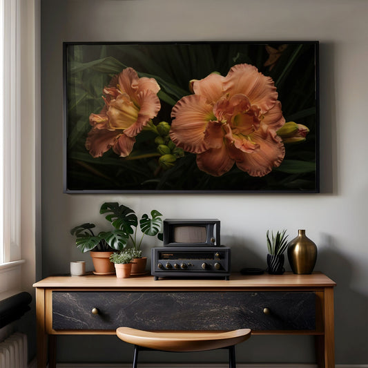 Peach Double Daylilies - Frame TV