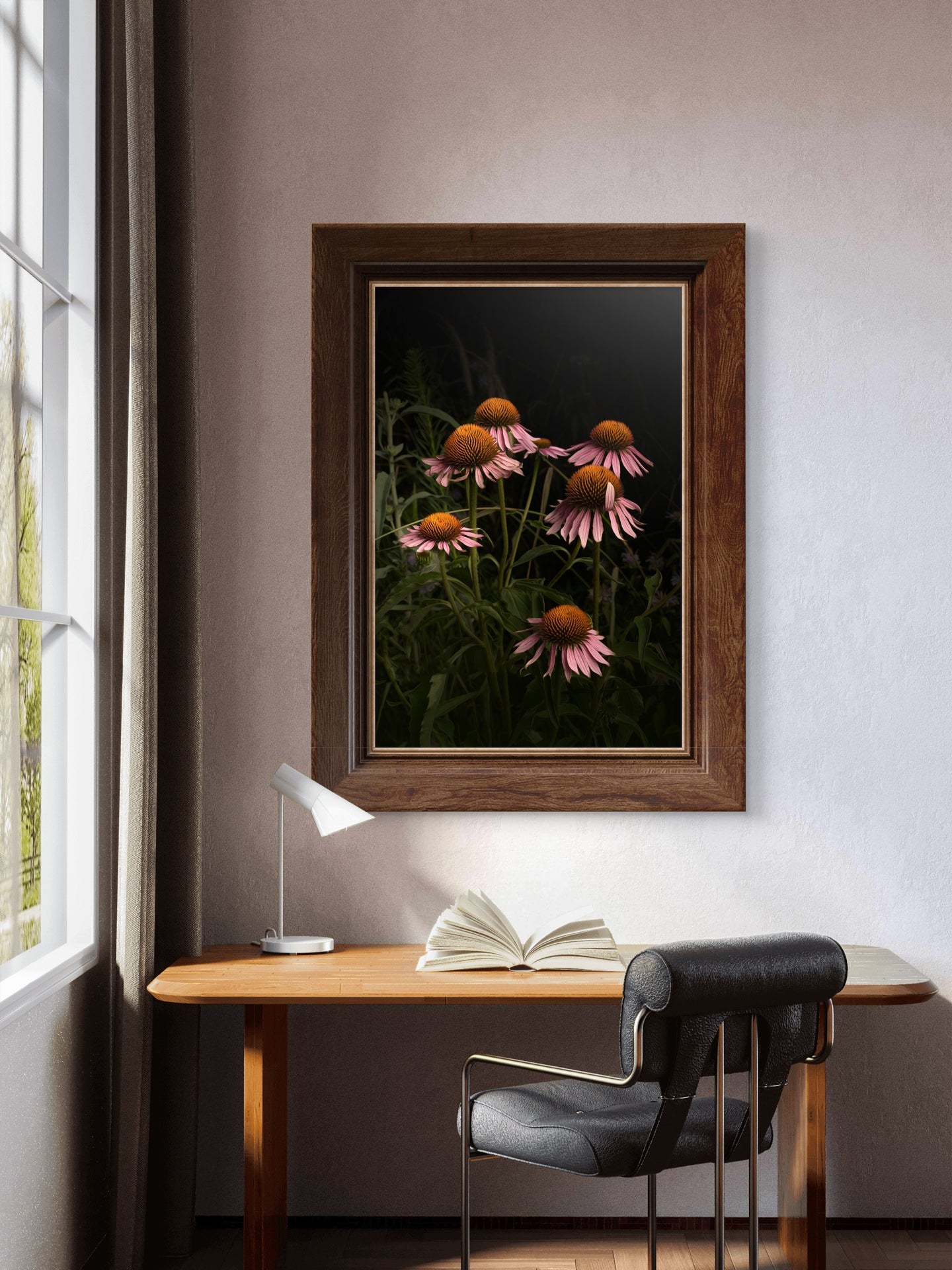 Elegant Pink Coneflowers in a Naturalistic Garden Setting 'The Wayward Petal'