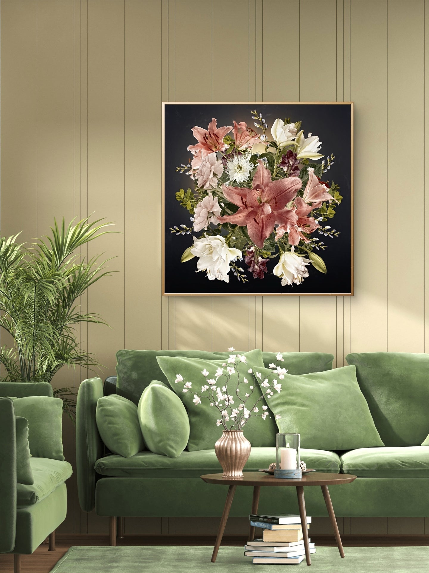 Elegant Floral Bouquet Featuring Lilies and Roses