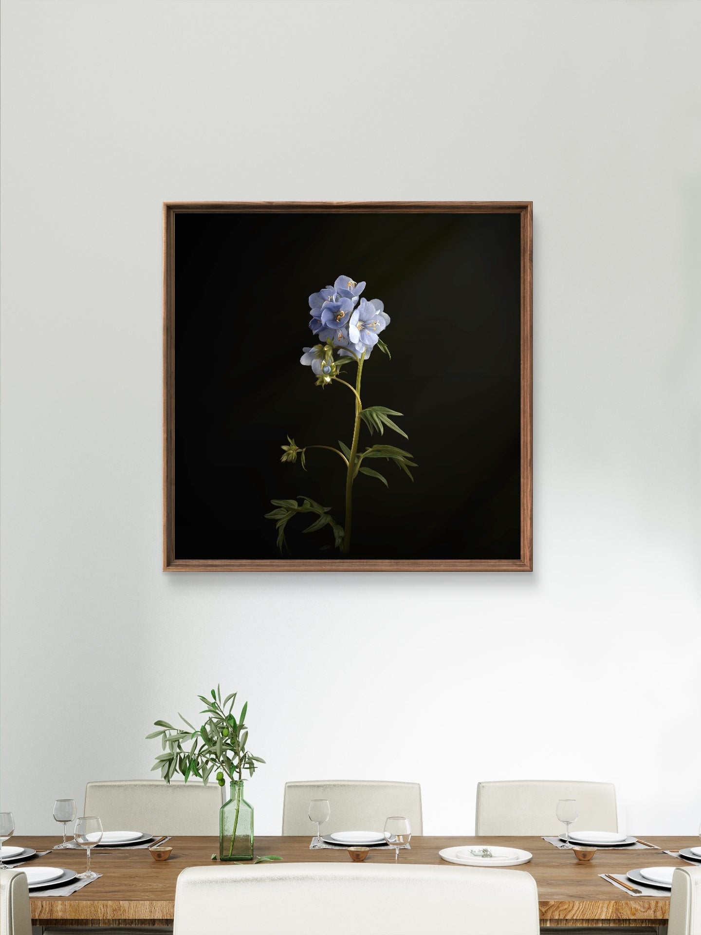 Minimalist Blue Floral Print
