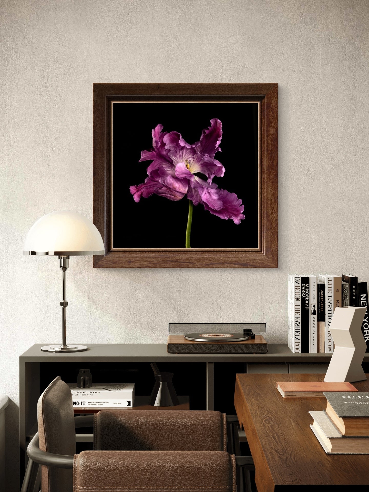 Frilly Purple Parrot Tulip Fine Art Square Unframed Print