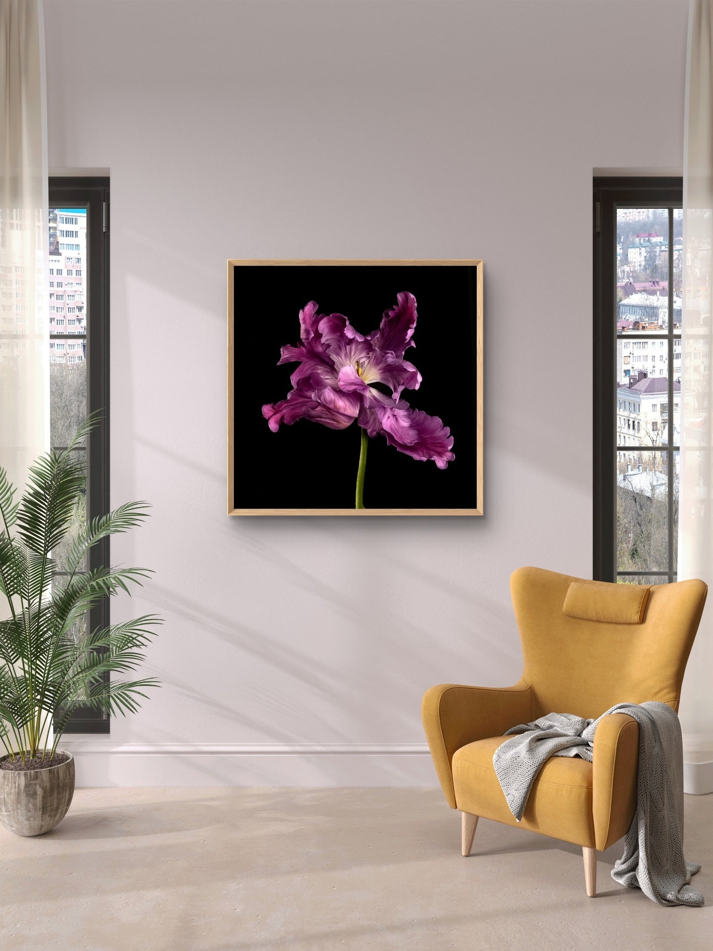 Frilly Purple Parrot Tulip Fine Art Square Unframed Print