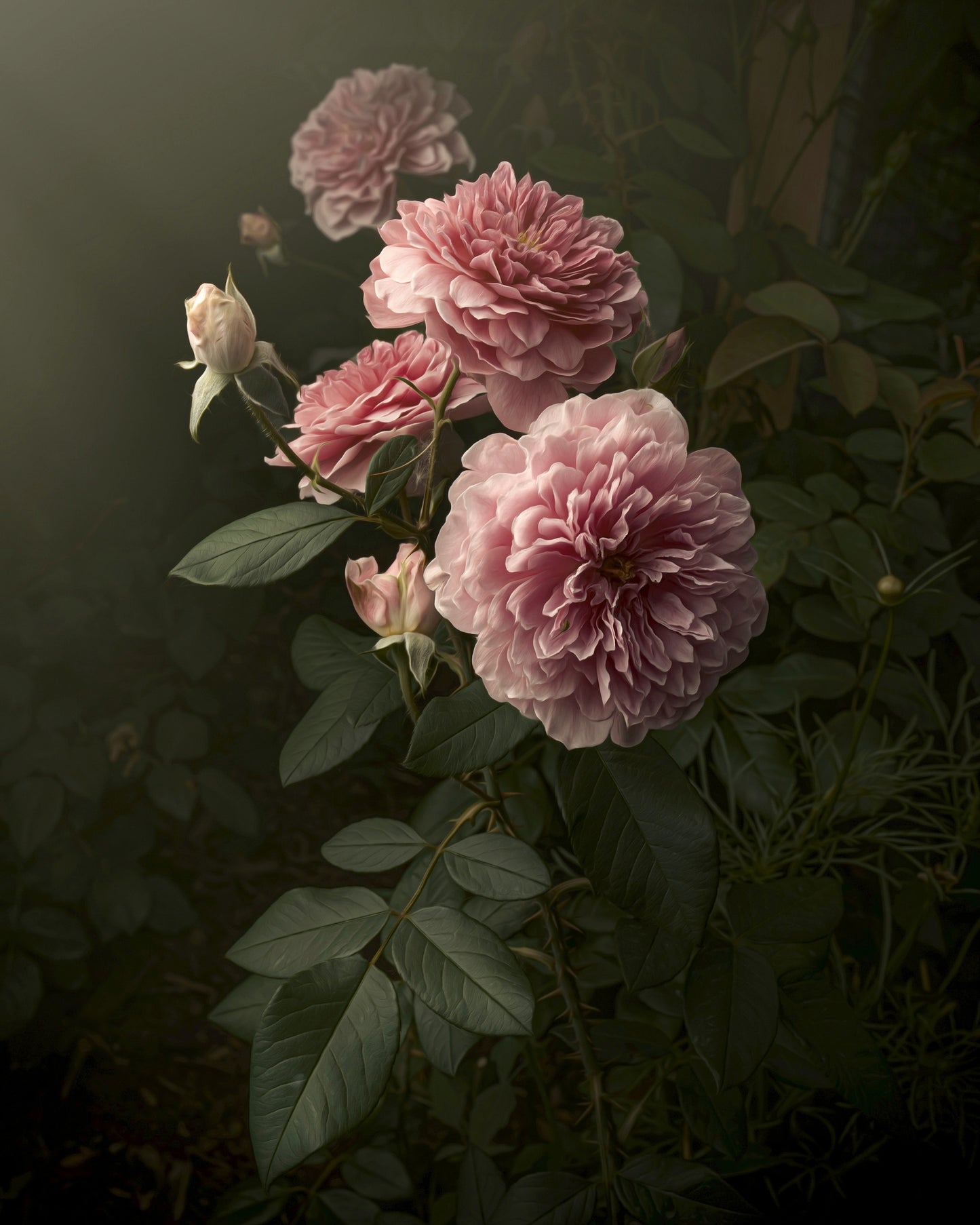 English Garden Roses Print, Elegant Painted Style, Original Photography