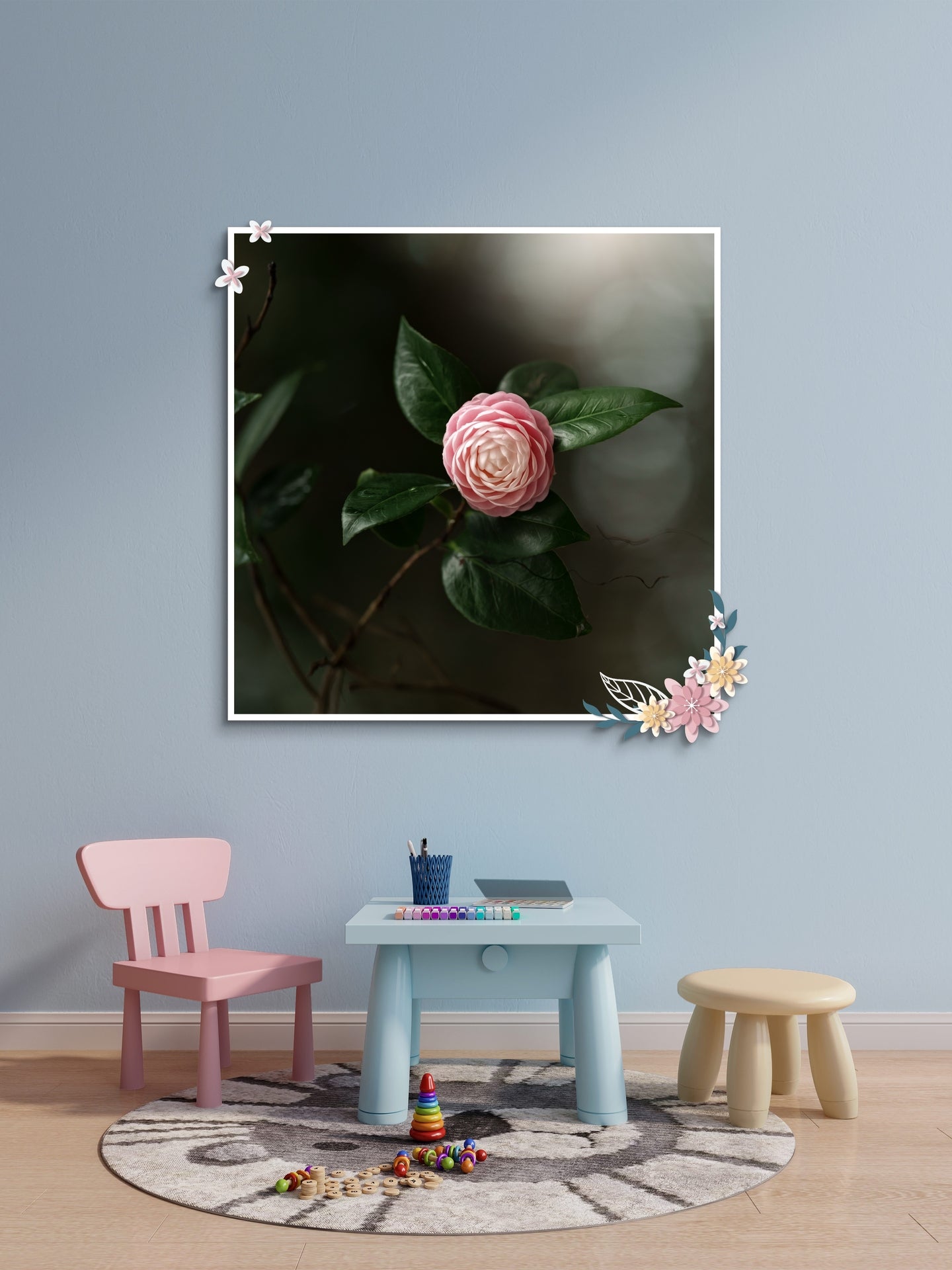 Camellia Pink & White Print