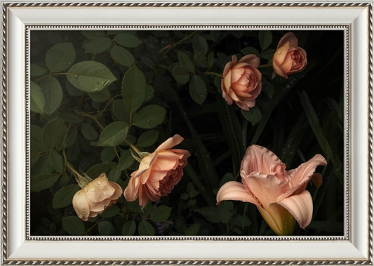 Elegant Arrangement of Fresh Blooms in a Peaceful Garden Setting