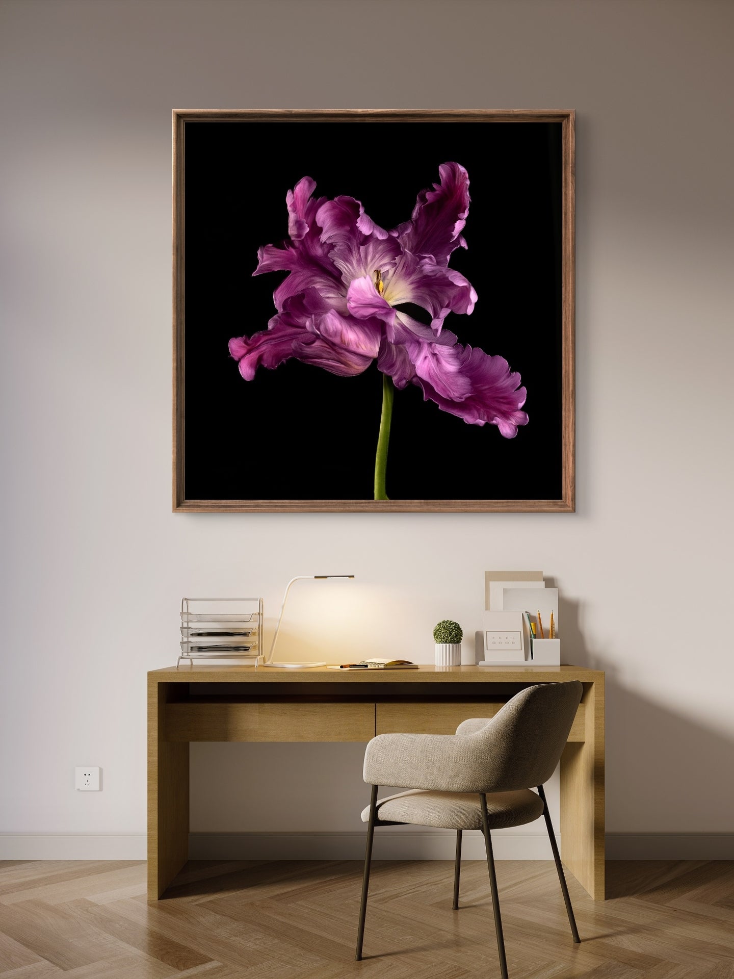Frilly Purple Parrot Tulip Fine Art Square Unframed Print