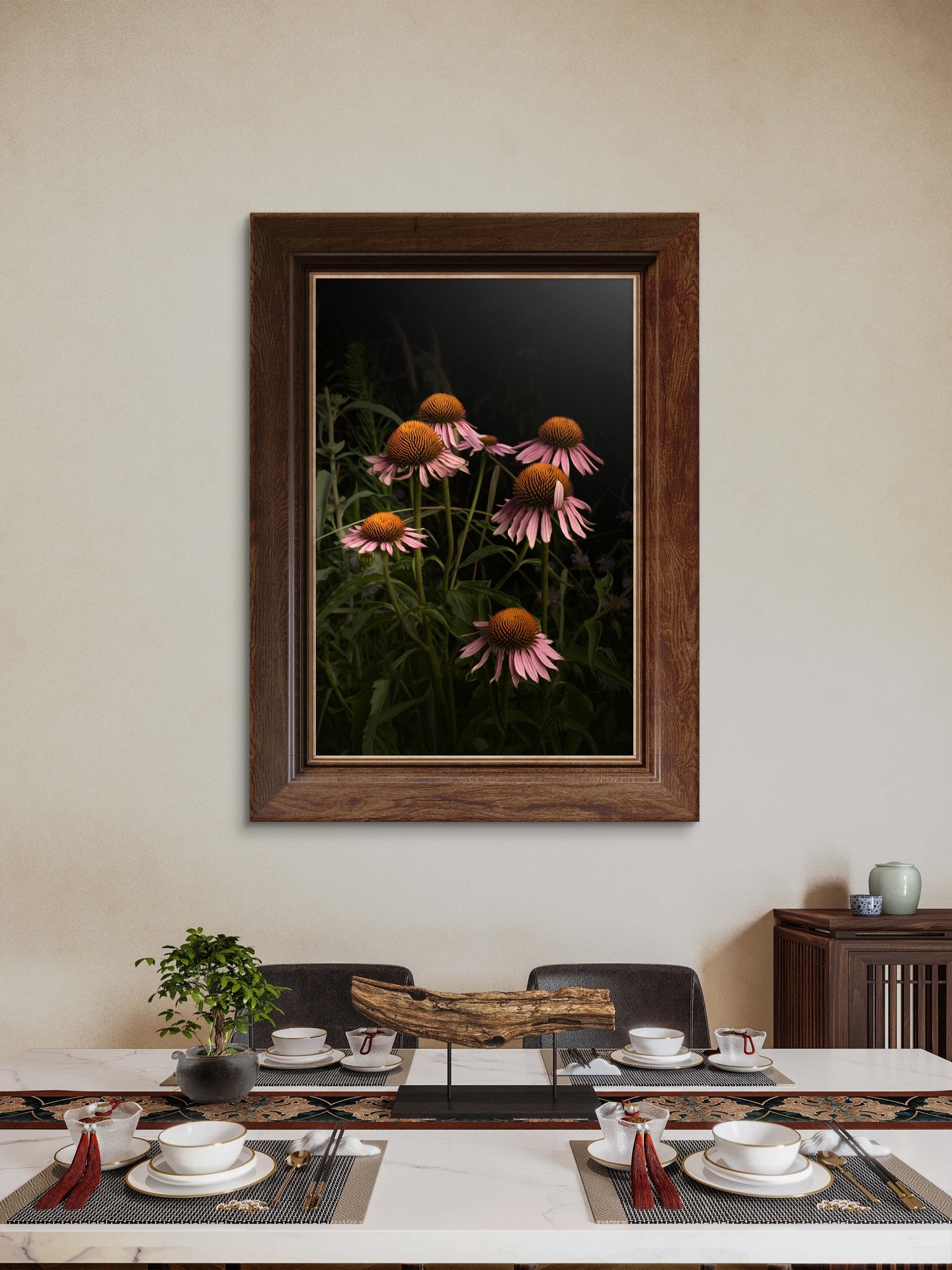 Elegant Pink Coneflowers in a Naturalistic Garden Setting 'The Wayward Petal'