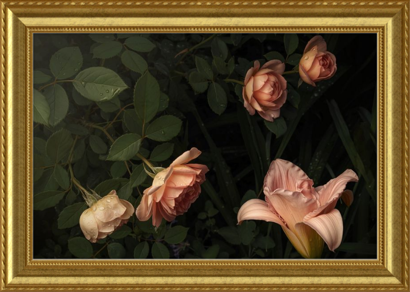 Elegant Arrangement of Fresh Blooms in a Peaceful Garden Setting