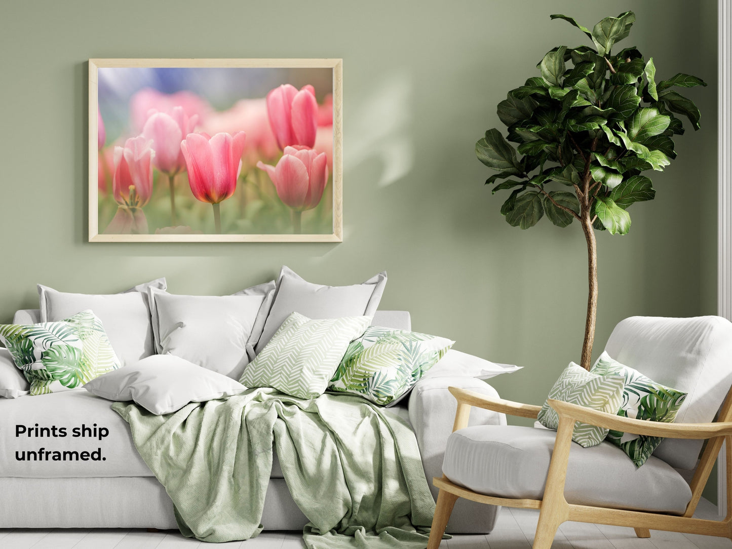 Blooming Pink Tulips in a Soft Dreamy Garden Setting