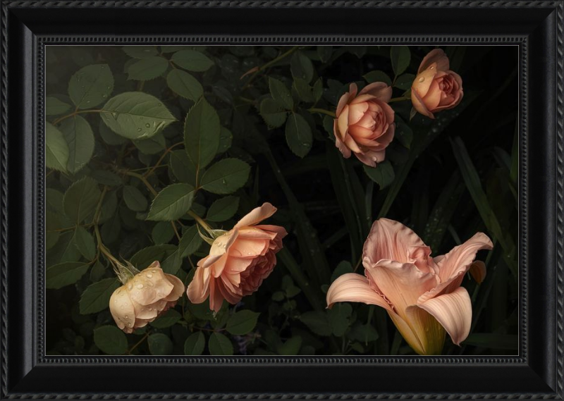 Elegant Arrangement of Fresh Blooms in a Peaceful Garden Setting