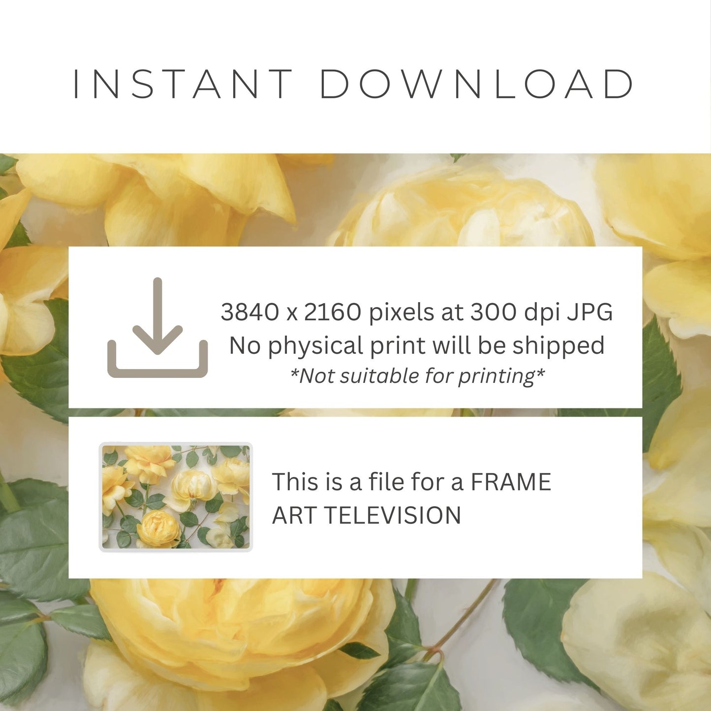 Painted Yellow Roses II - Frame TV
