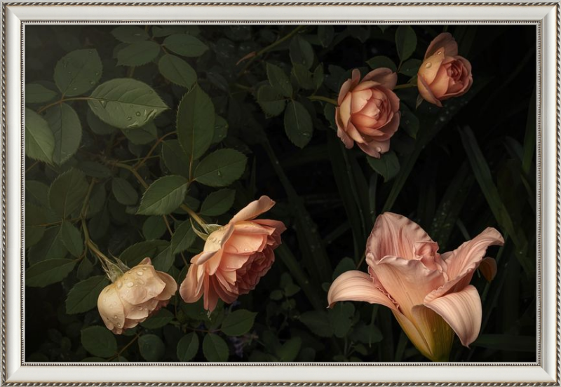 Elegant Arrangement of Fresh Blooms in a Peaceful Garden Setting