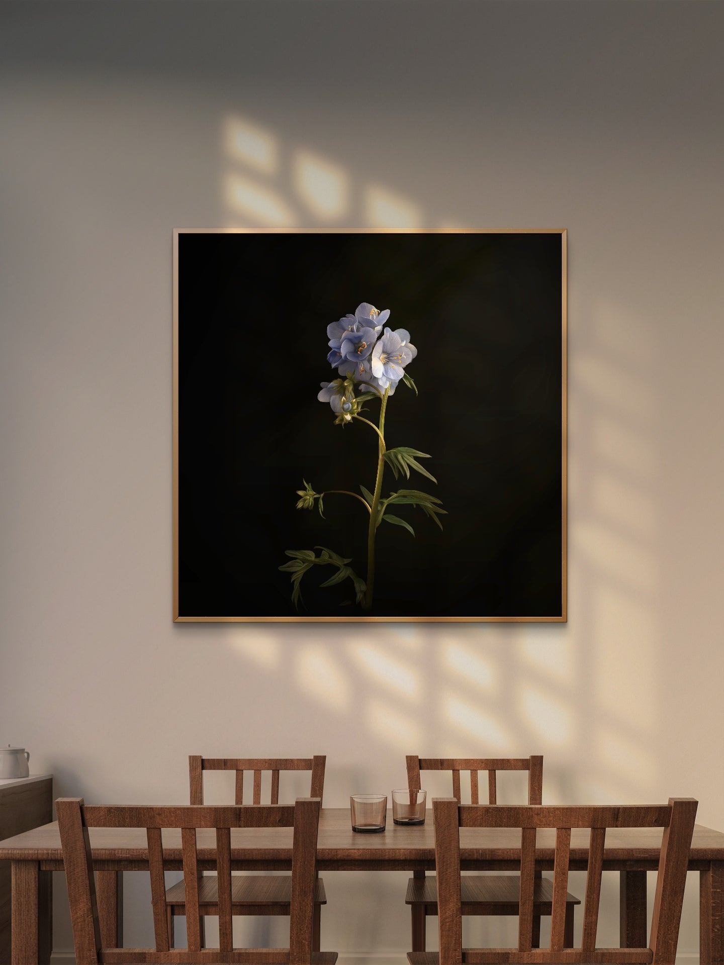 Minimalist Blue Floral Print