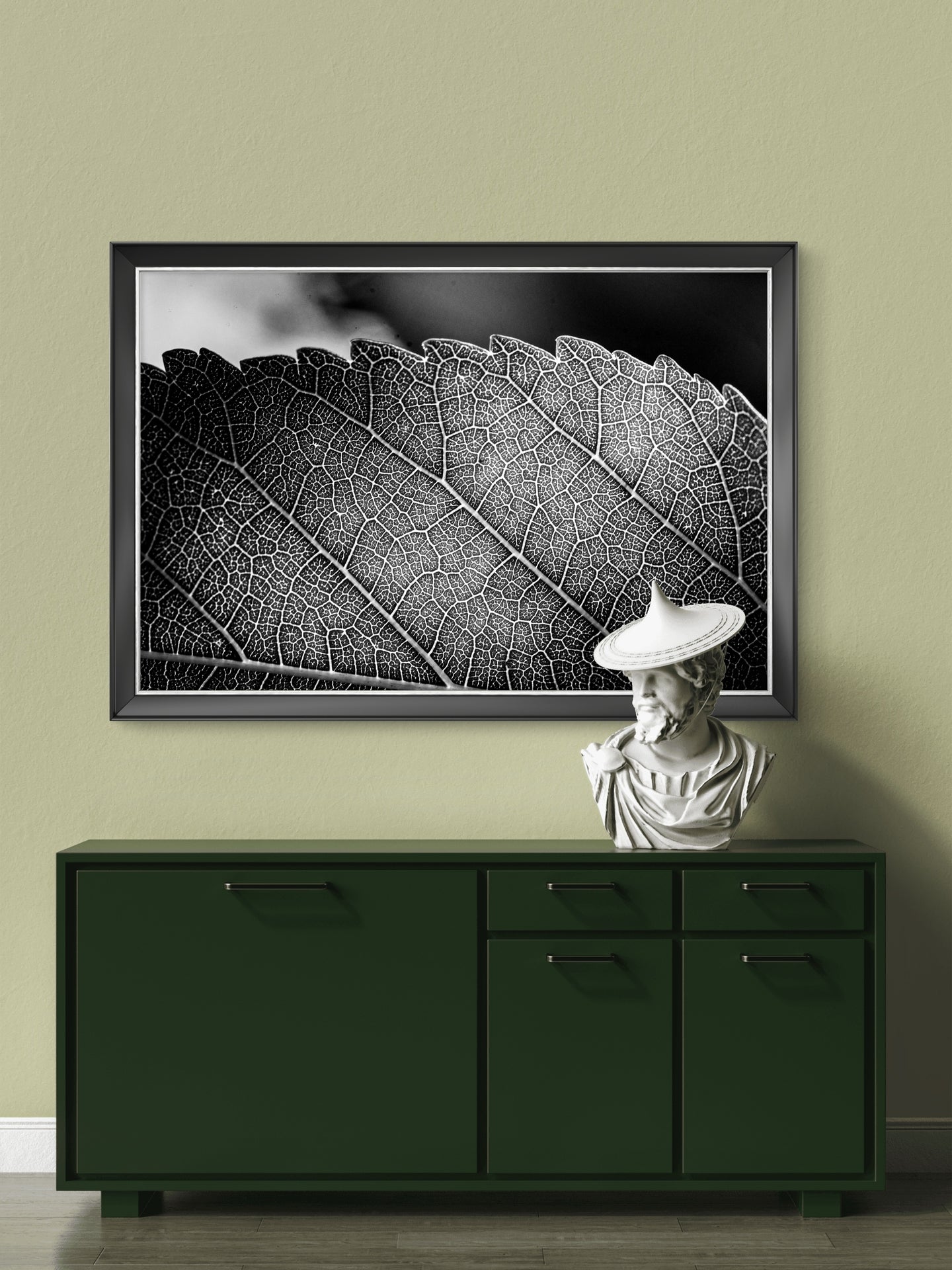 Black and White Leaf Vein Horizontal Print