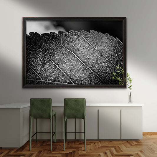 Black and White Leaf Vein Horizontal Print