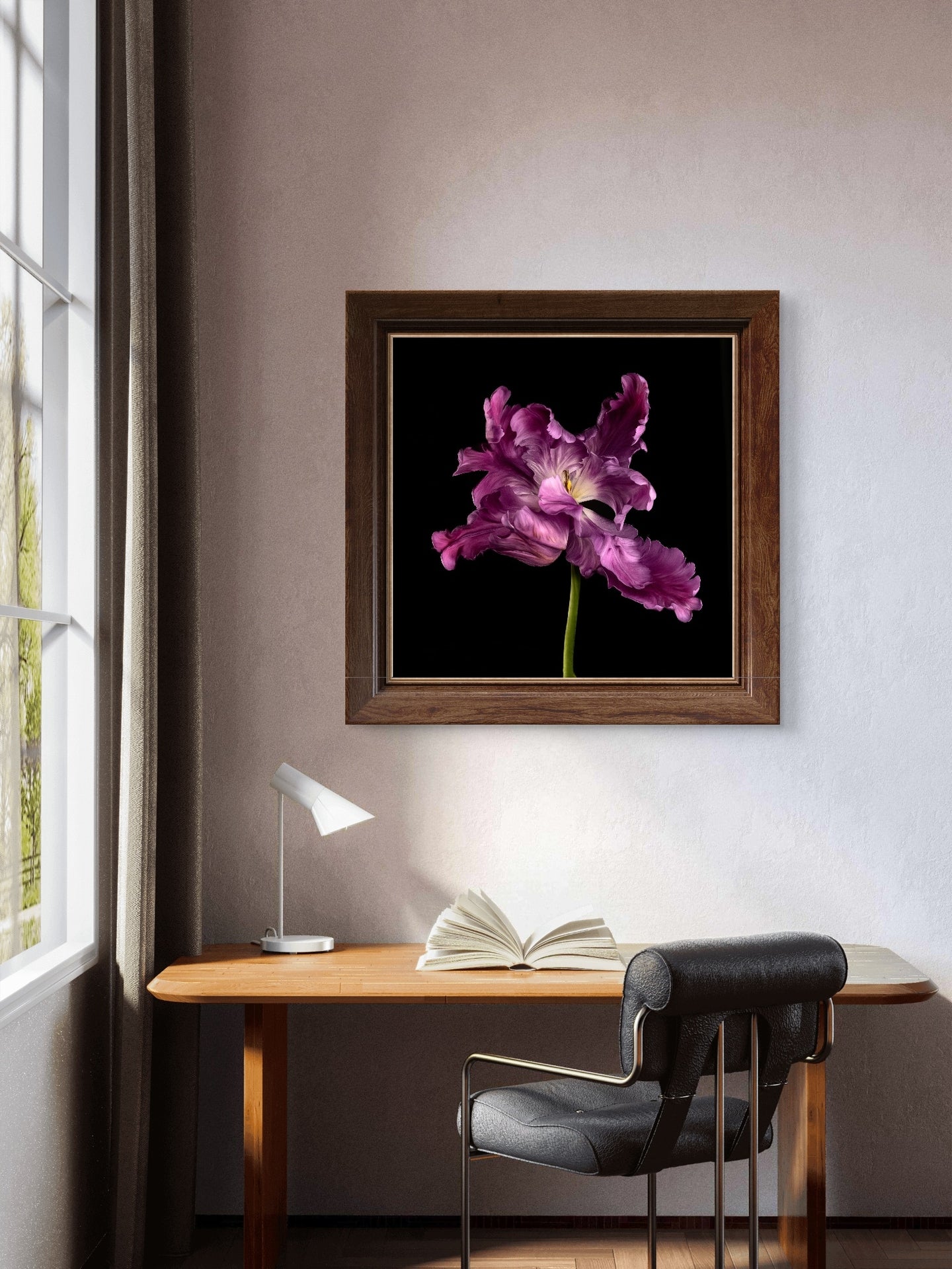 Frilly Purple Parrot Tulip Fine Art Square Unframed Print