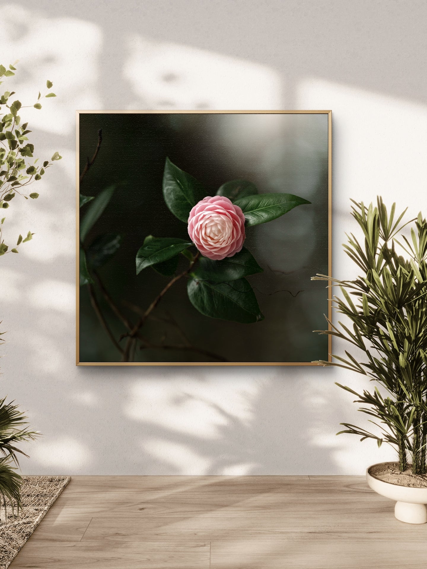 Camellia Pink & White Print