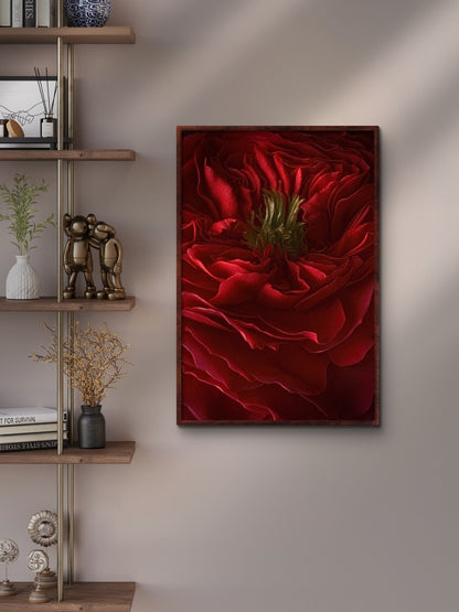 The Winter Red Rose, Dramatic Macro Red Petals Fine Art Photo, Statement Wall Art Piece, Vertical Moody