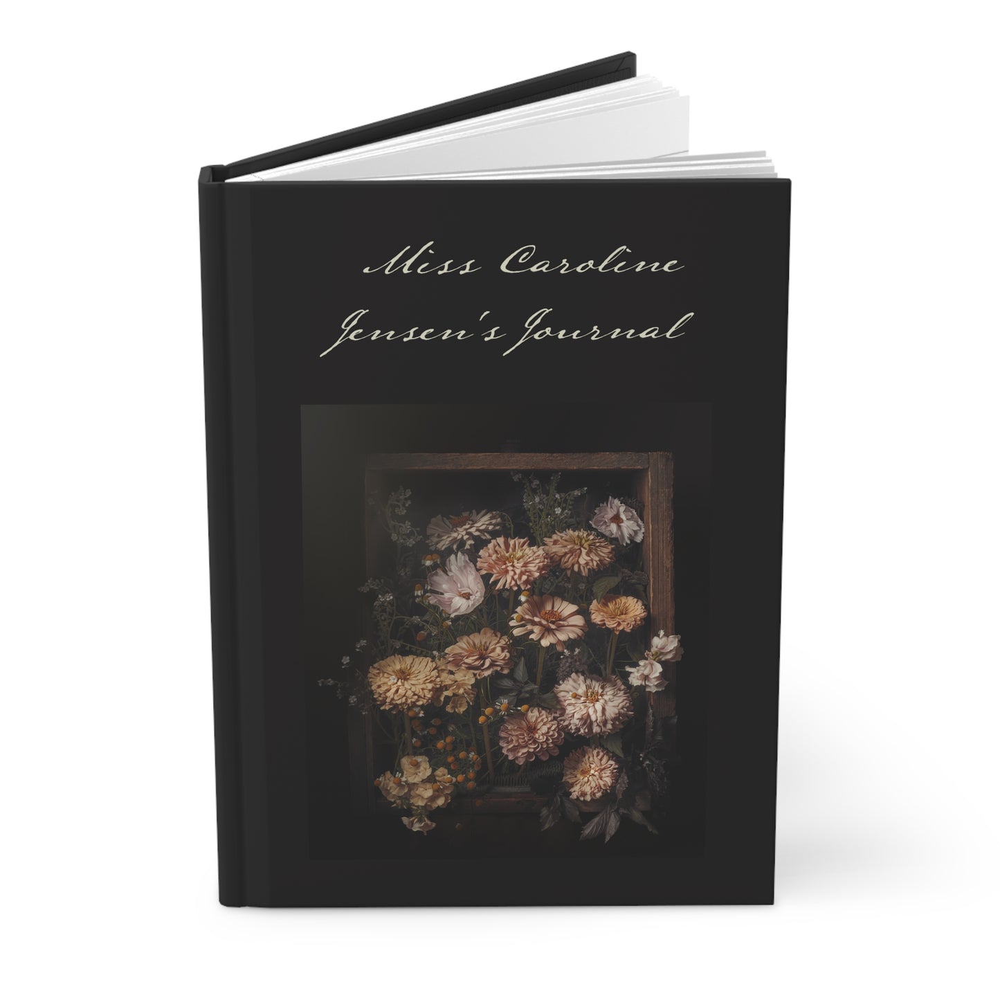 Floral Vintage Zinnias Hardcover Journal — Personalized Name and Quote Journal