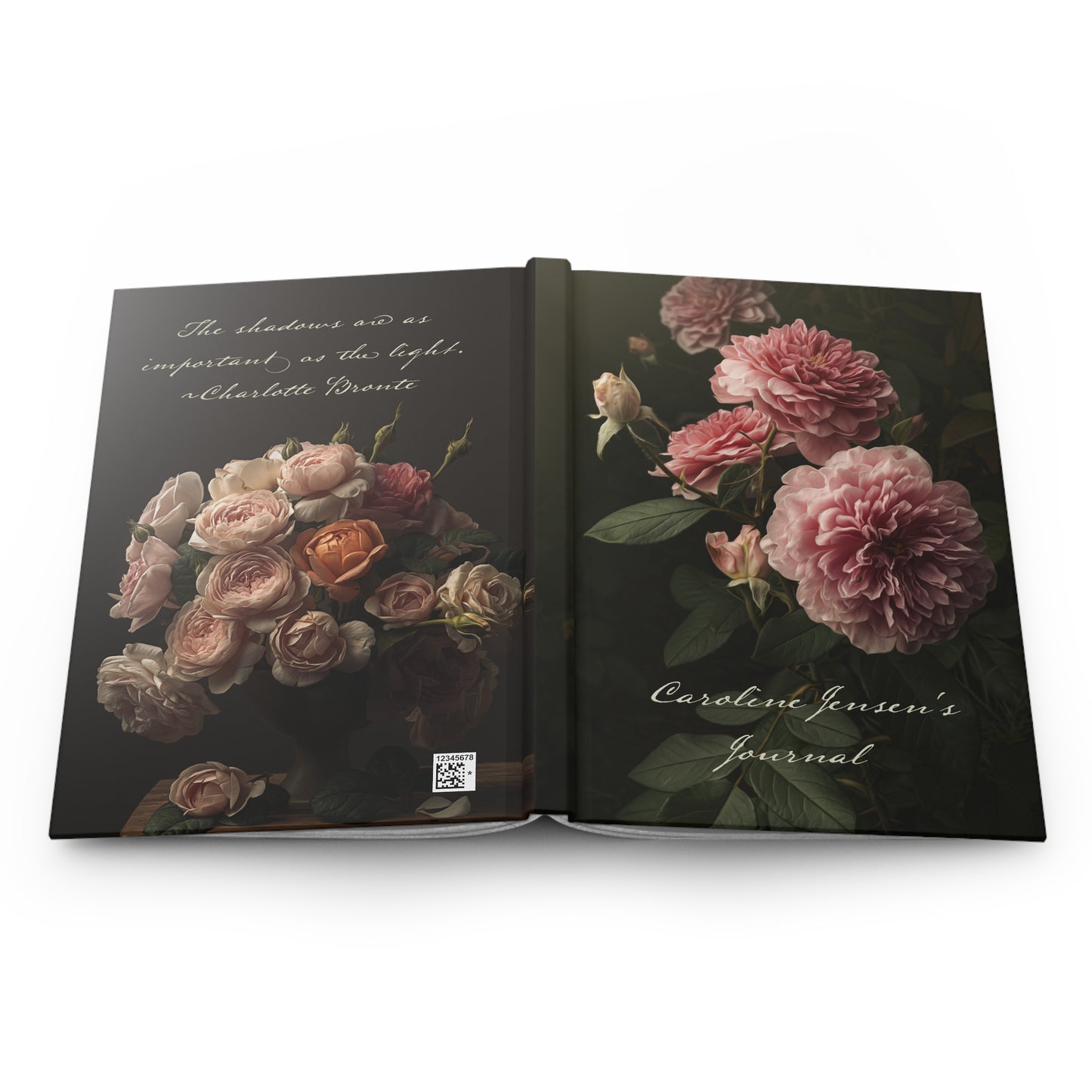 Floral Vintage Roses Hardcover Journal — Personalized Name and Quote Journal