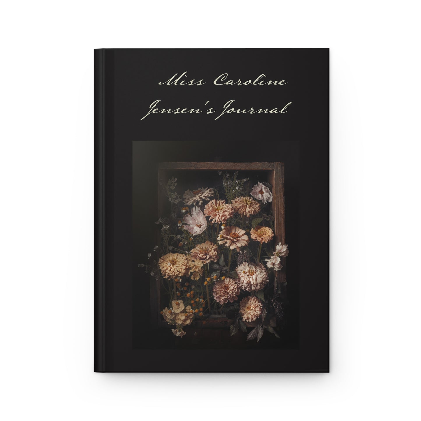 Floral Vintage Zinnias Hardcover Journal — Personalized Name and Quote Journal