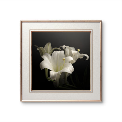 Elegant White Lilies Displayed Against a Dark Background