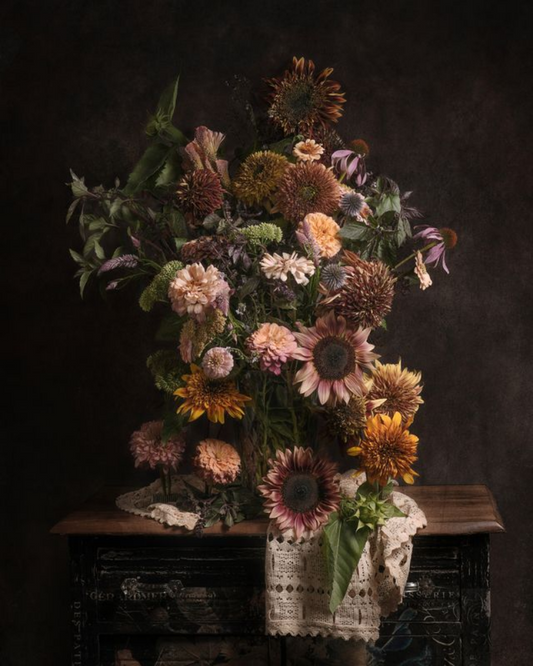 Autumn Zinnias and Sunflowers