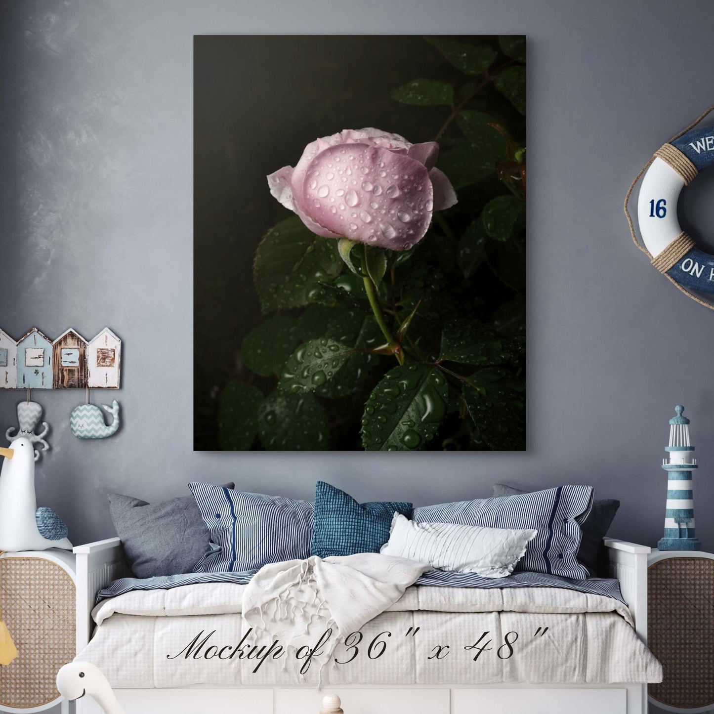 Fine Art Pink Garden Water Droplet Rose Photo, Watercolor Matte Poster, Gift for Garden and Flower Lovers, Coquette Wall Art, NOT AI