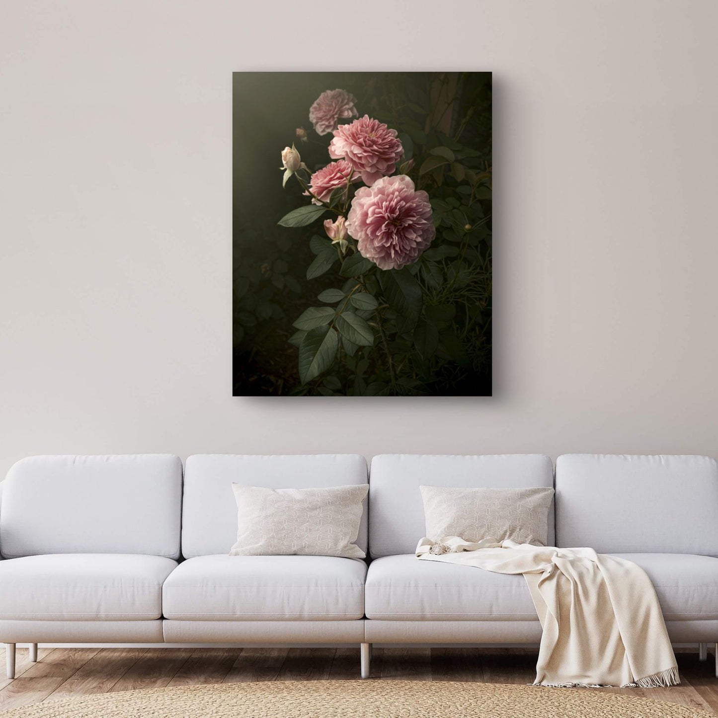 Fine Art Pink Garden Roses Photograph Watercolor Matte Poster, Gift for Garden and Flower Lovers, Floral Feminine Wall Art, Real Photography