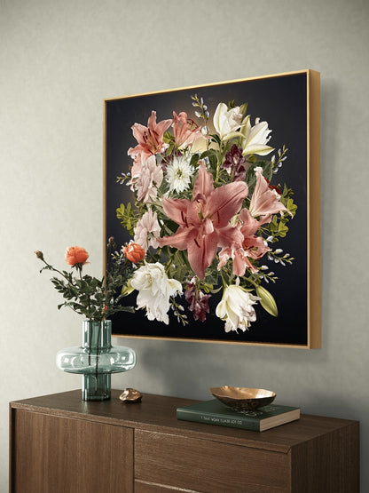 Elegant Floral Bouquet Featuring Lilies and Roses