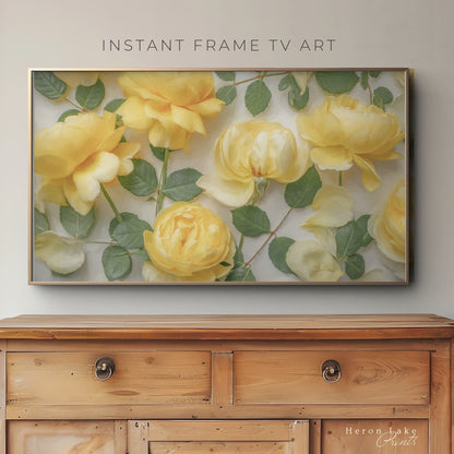 Painted Yellow Roses II - Frame TV