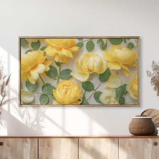 Painted Yellow Roses II - Frame TV