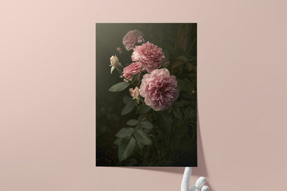 English Garden Roses Print, Elegant Painted Style, Original Photography