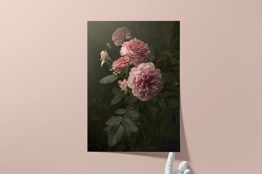 English Garden Roses Print, Elegant Painted Style, Original Photography