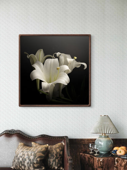 Elegant White Lilies Displayed Against a Dark Background