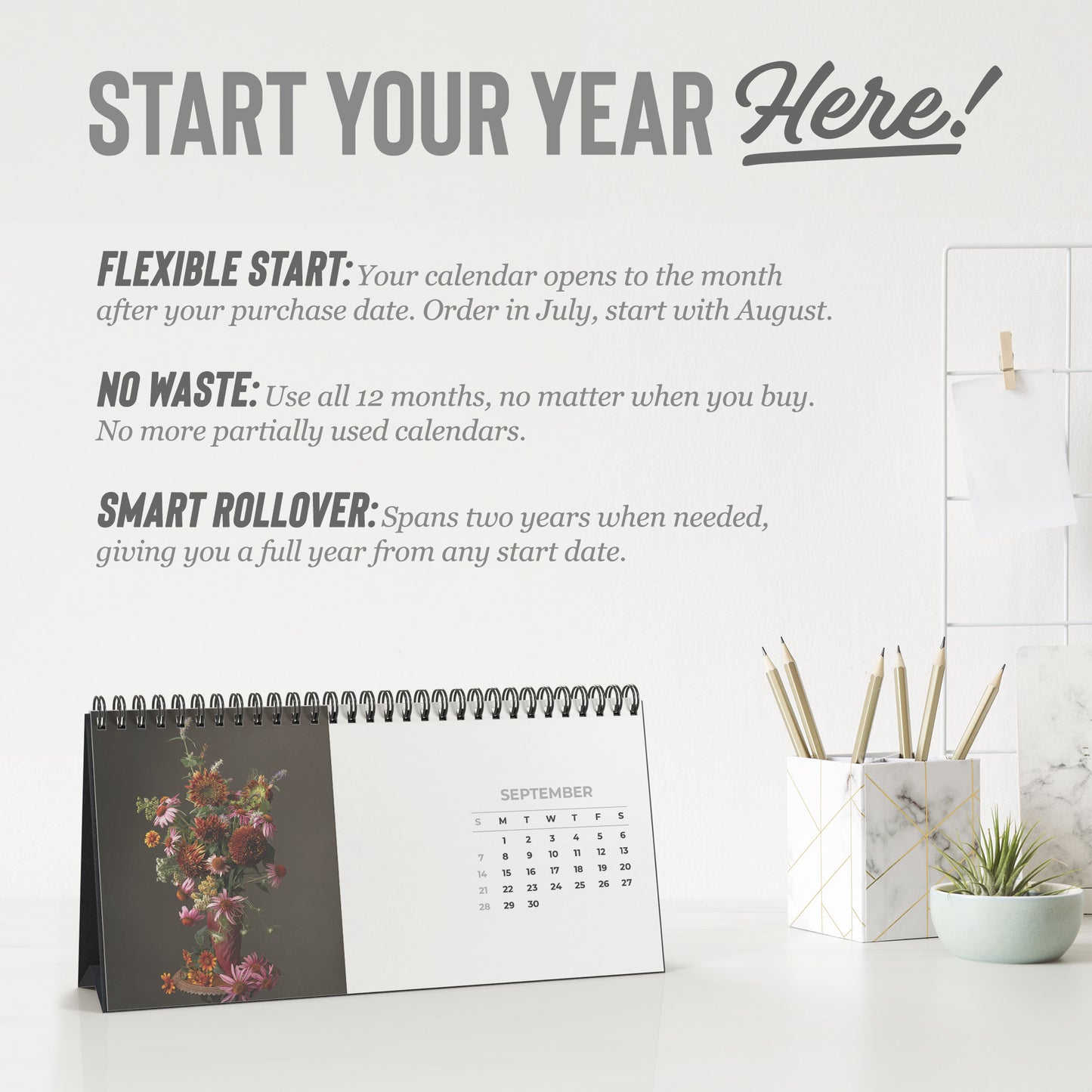 Auto-date Desktop Calendar by Sunflower Steve and Caroline Jensen