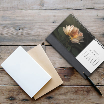 Automated Desktop Calendar Featuring Fine Art Garden Flowers, Flower Lover Gift