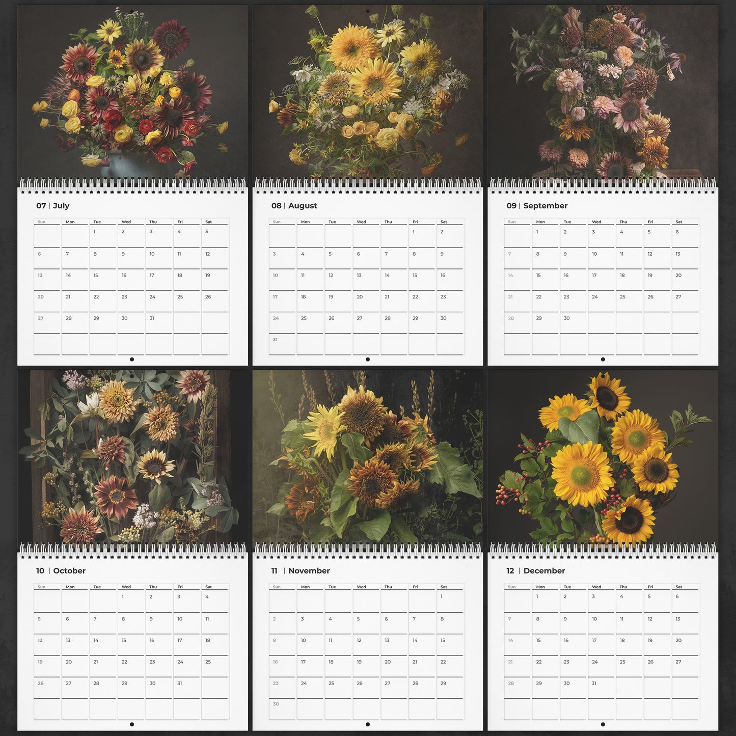 Automated Sunflower Wall Calendar by Caroline Jensen (Photographer) and Steve Kaufer (Sunflower Breeder)