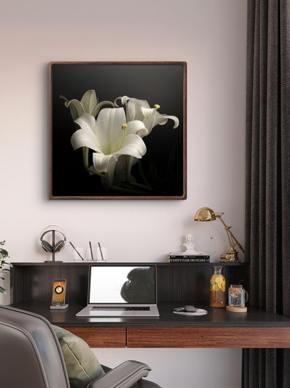 Elegant White Lilies Displayed Against a Dark Background
