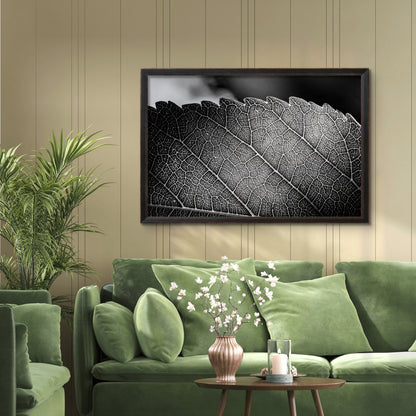 Black and White Leaf Vein Horizontal Print